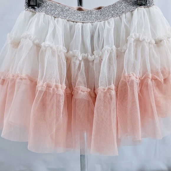 Tutu Pink Ombre Tulle White Cotton Lining Silver Sparkle Elastic Waist 3T - Picture 1 of 7